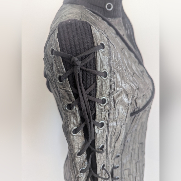 SALVAGE Edgy Metallic Lace Up Jacket; Size M - Picture 9 of 13